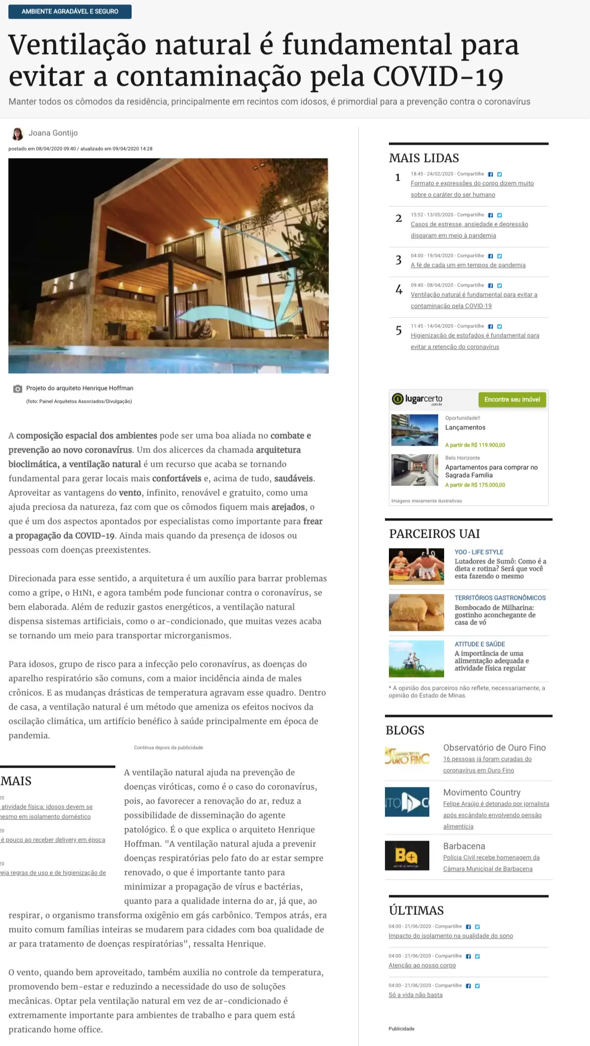 Estado de Minas Ventilacao Natural e Fundamental Para Evitar a Contaminacao Pela Covid 19 Henrique Hoffman - Henrique Hoffman